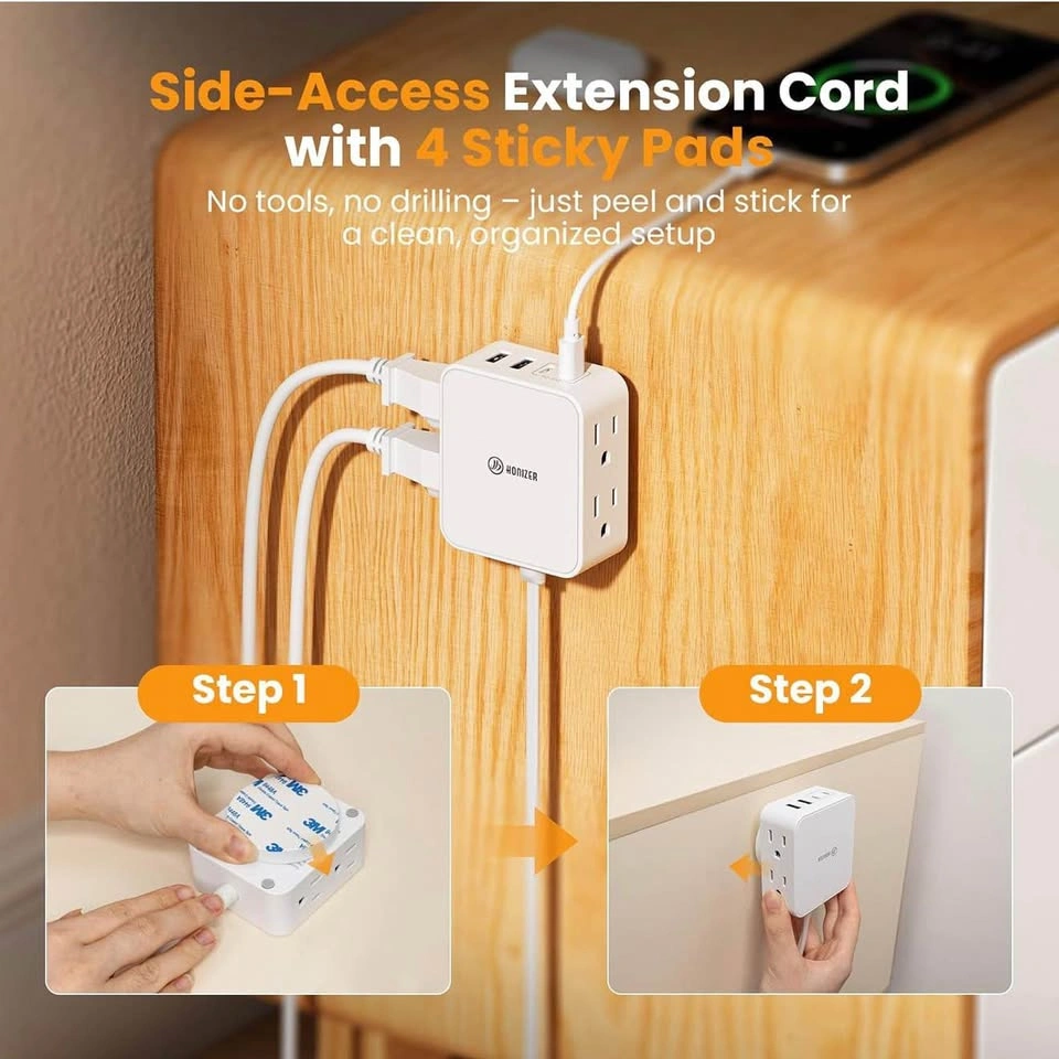 12FT Split Flat Extension Cord USB C 20W, Twin Flat Plug - photo 5