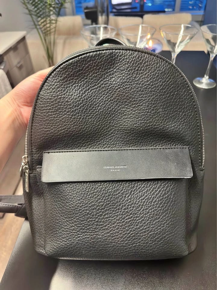 David Jones Paris Black Faux Leather Mini Backpack
