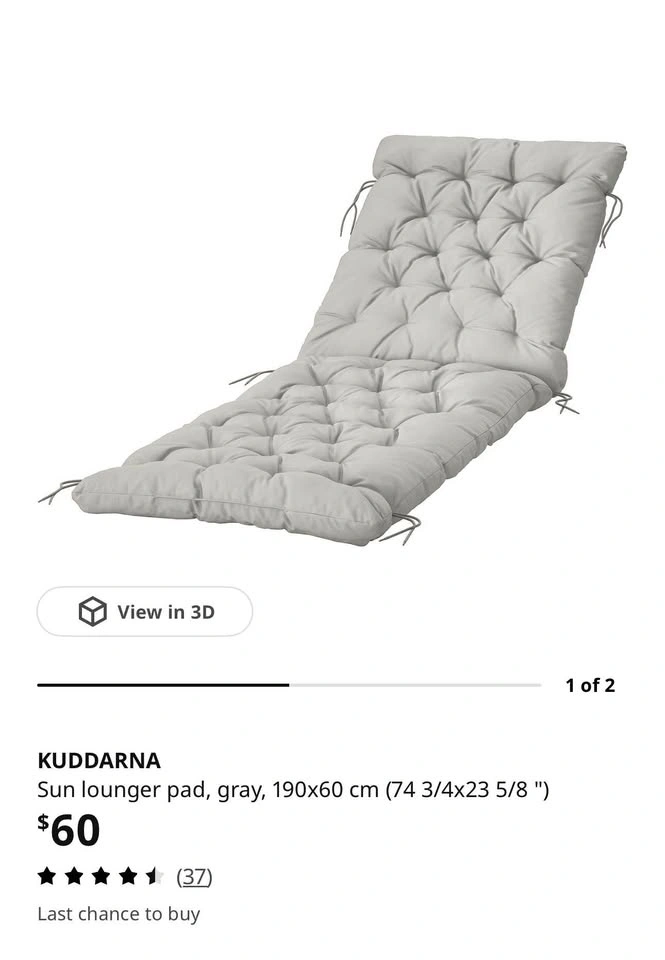 2 × IKEA KUDDARNA Sun Lounger Cushions - photo 4
