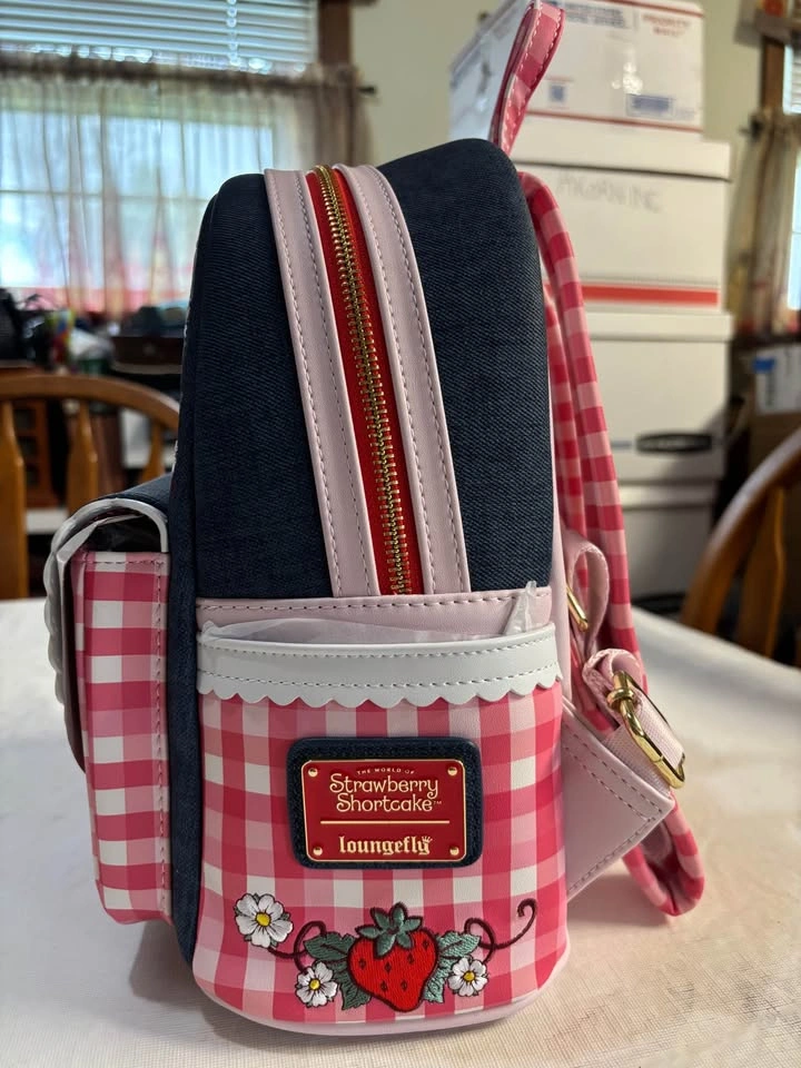 New Low Price!! Loungefly Strawberry Shortcake Denim Gingham Min - photo 2