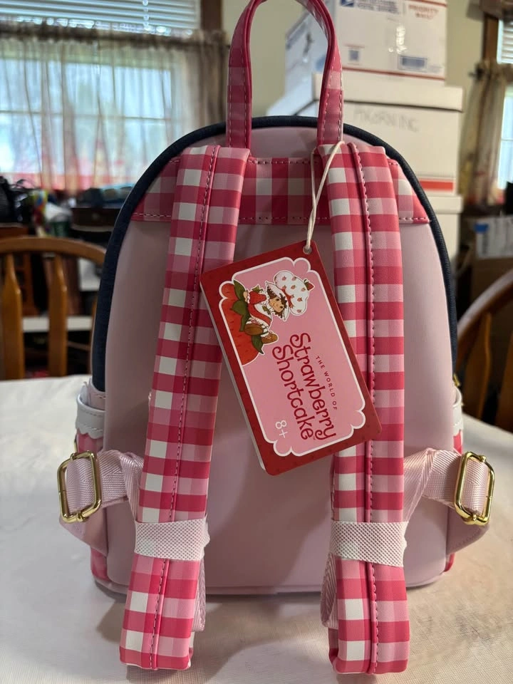 New Low Price!! Loungefly Strawberry Shortcake Denim Gingham Min - photo 3