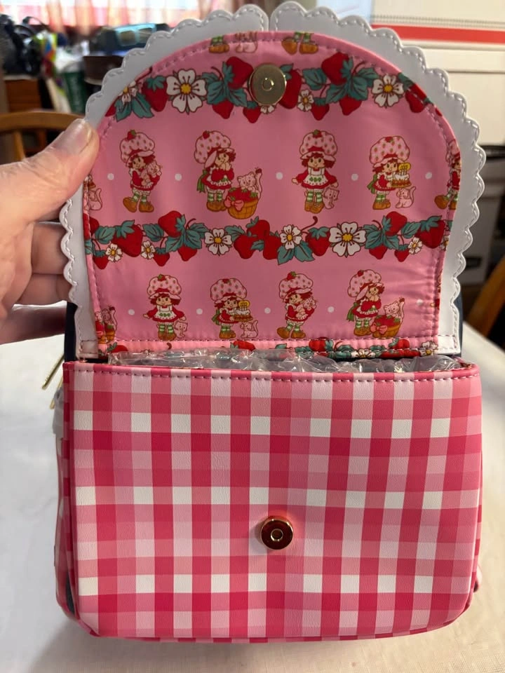 New Low Price!! Loungefly Strawberry Shortcake Denim Gingham Min - photo 5