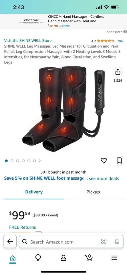 Shinewell leg massager with heat - photo 3
