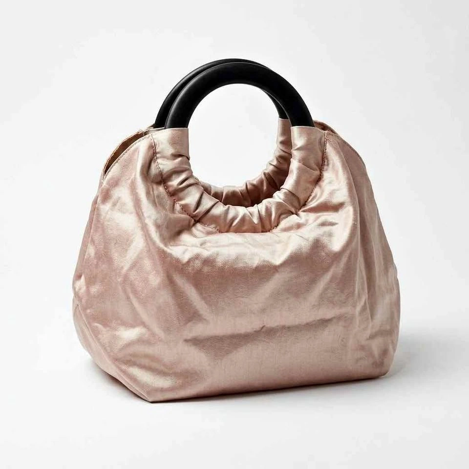brand New Wooden Ring Handle Silk Fabric Handbags
