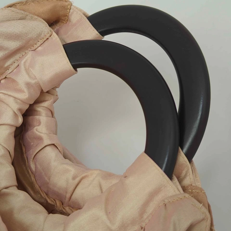 brand New Wooden Ring Handle Silk Fabric Handbags - photo 3