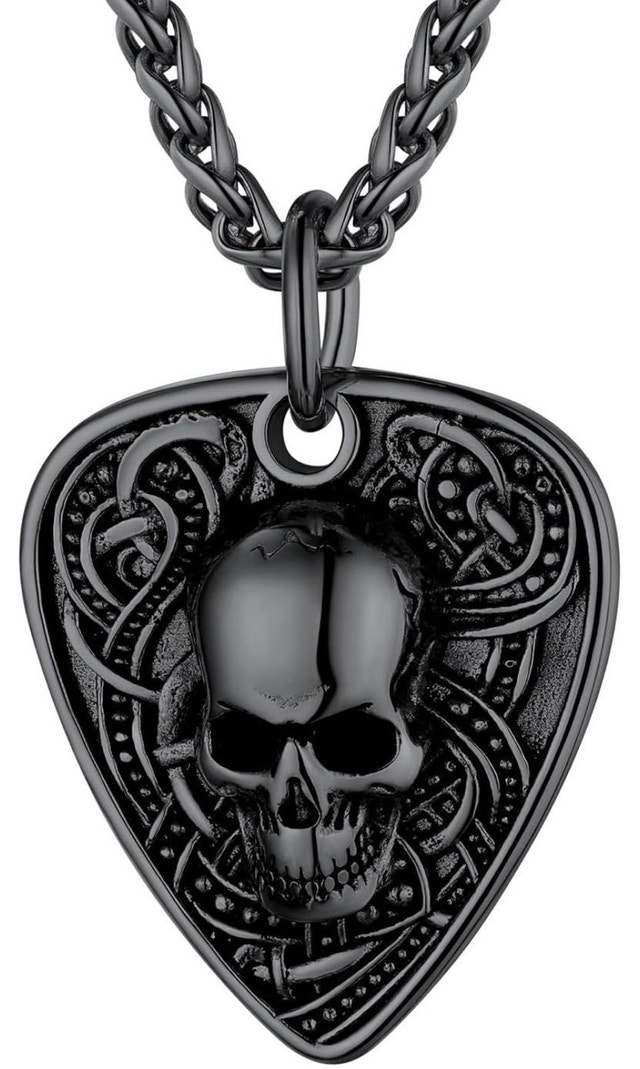 Skull Guitar Pick Necklace