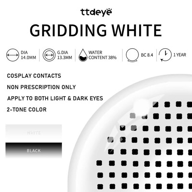 TTDEYE Gridding White Contact Lenses 0.00 - photo 2