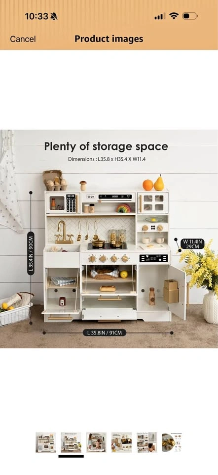 Brand New Wooden Play Kitchen with Accessories