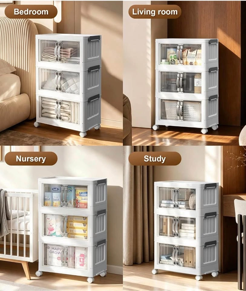 42 QT 3-Tier Stackable Storage Bins with Lids, Clear Doors, 4 Wh - photo 4