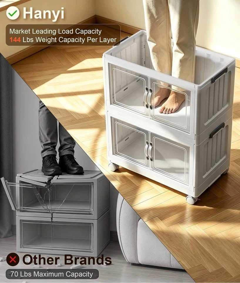 42 QT 3-Tier Stackable Storage Bins with Lids, Clear Doors, 4 Wh - photo 5