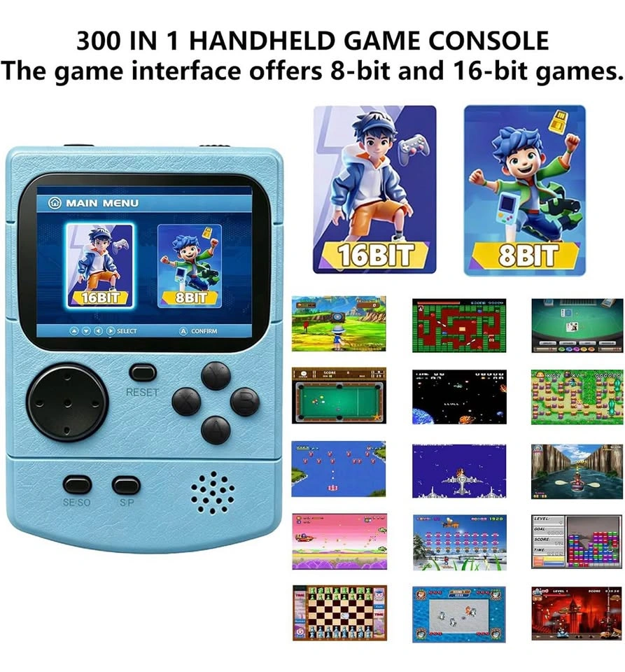Portable Handheld Game Console 300 Built-in Games (Blue) - photo 4
