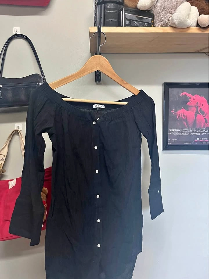 off the shoulder black dress
