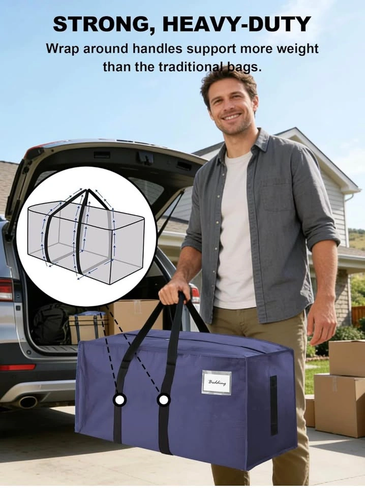 8 Packs 40 Gal Large Moving Bags with Zippers & Handles - photo 4