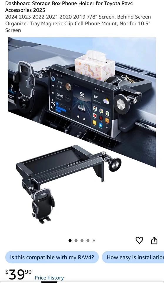 Dashboard Organizer with Phone Mount (Fit for Toyota Rav4 8”)