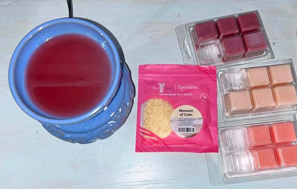 Wax Warmer, Pink Zebra Sprinkles, Wax Melts, and Essential Oil S