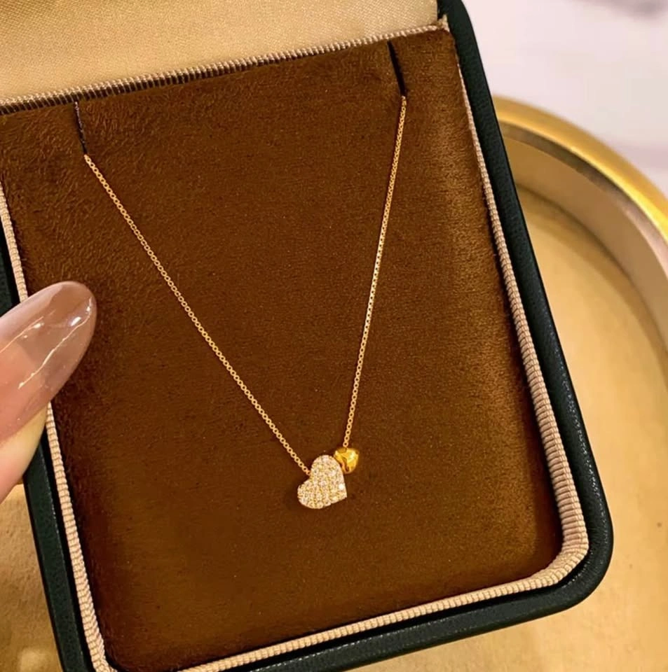 Gold Heart Pavé Pendant Necklace - photo 2