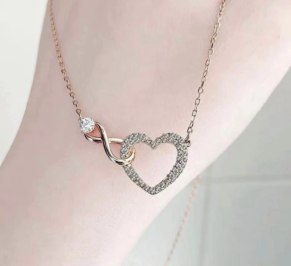 Rose Gold Tone Infinity Heart Necklace