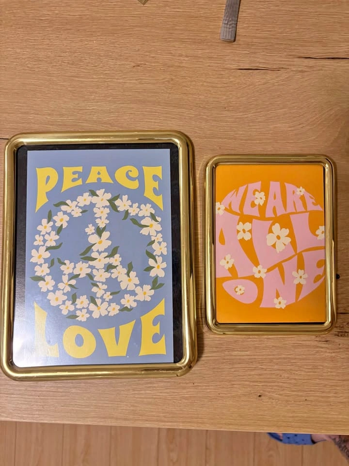 Bundle - 15$ Retro Peace Love and We Are All One Framed Art Set