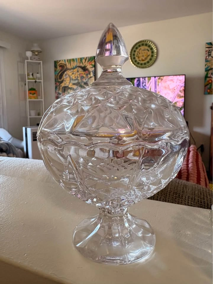 Bundle 15$ Vintage Glassware Set: Lidded Candy Dish, Rose Trinke - photo 3