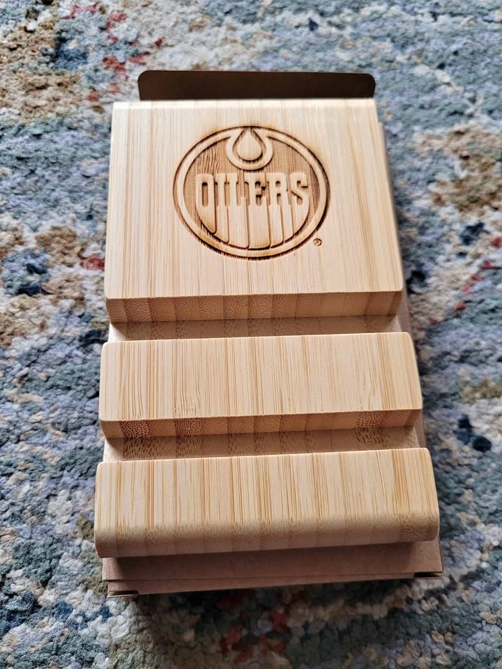Brand New Edmonton Oilers Bamboo Phone & Tablet Stand