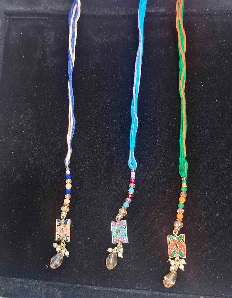 Handcrafted Floral Lumba / Bhabhi Rakhis (Multiple Colours)