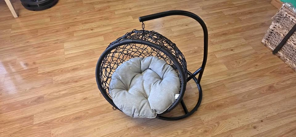 GDFStudio Hatti Cat Hammock Swing Bed with Soft Cushion, Gray