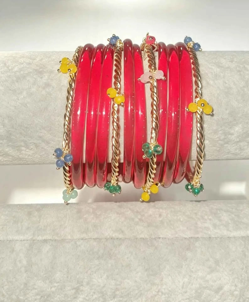 Colorful Kashmiri Bangles with Jelly Bangles Set
