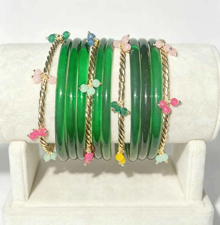 Colorful Kashmiri Bangles with Jelly Bangles Set - photo 2