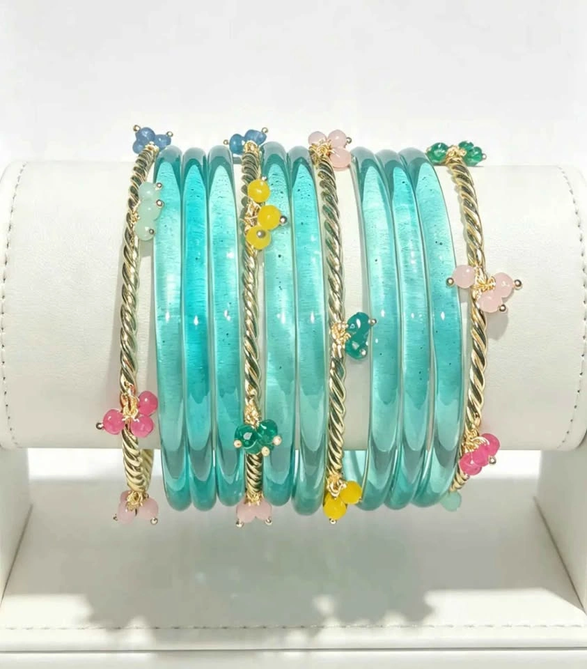 Colorful Kashmiri Bangles with Jelly Bangles Set - photo 3