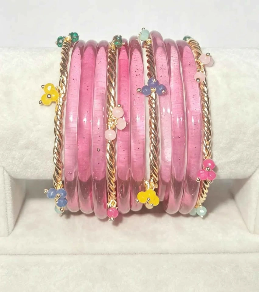 Colorful Kashmiri Bangles with Jelly Bangles Set - photo 4