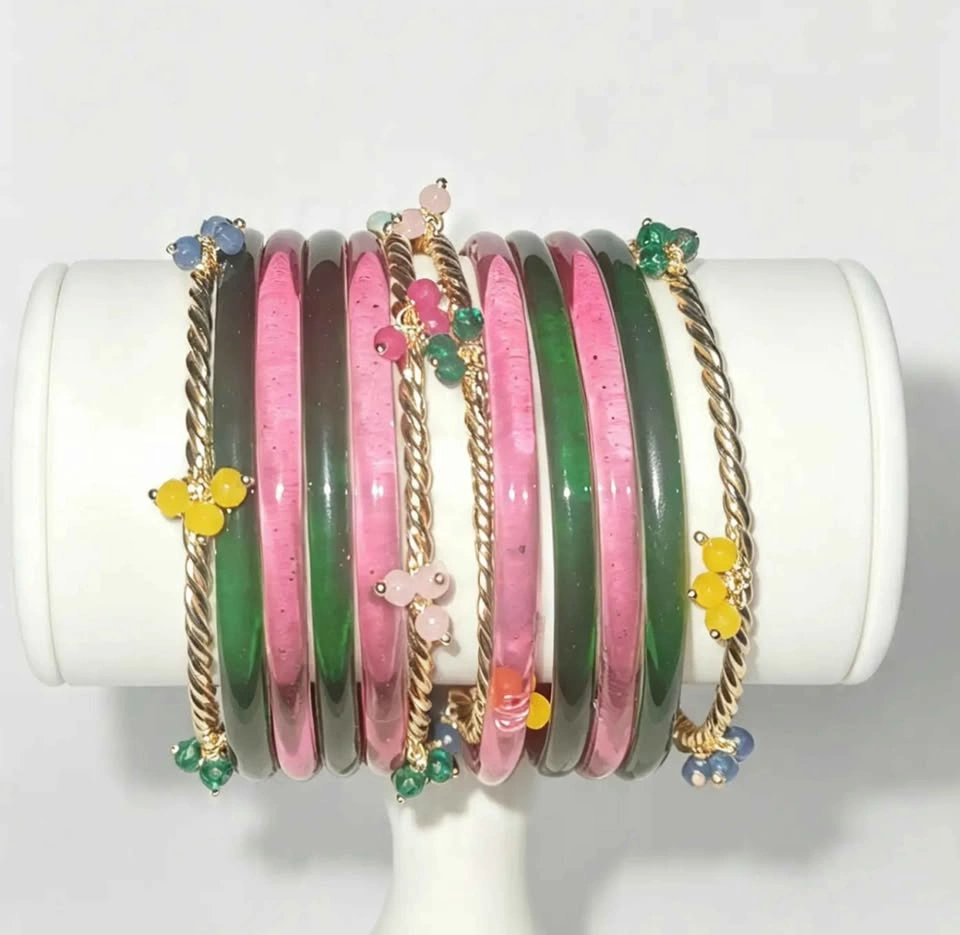 Colorful Kashmiri Bangles with Jelly Bangles Set - photo 5