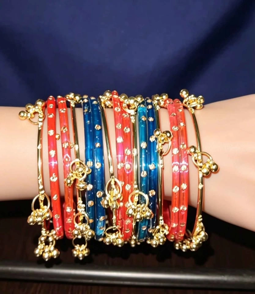 Kashmiri Bangles Set (Silver & Gold / Sizes 2.4, 2.6, 2.8) - photo 2