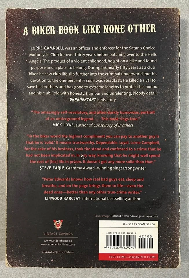 Unrepentant by Peter Edwards - True Crime Biker Book - photo 2