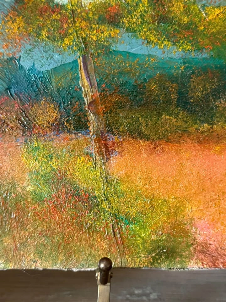 Vintage Original Landscape Painting – 9x12 Autumn Forest Art - photo 5