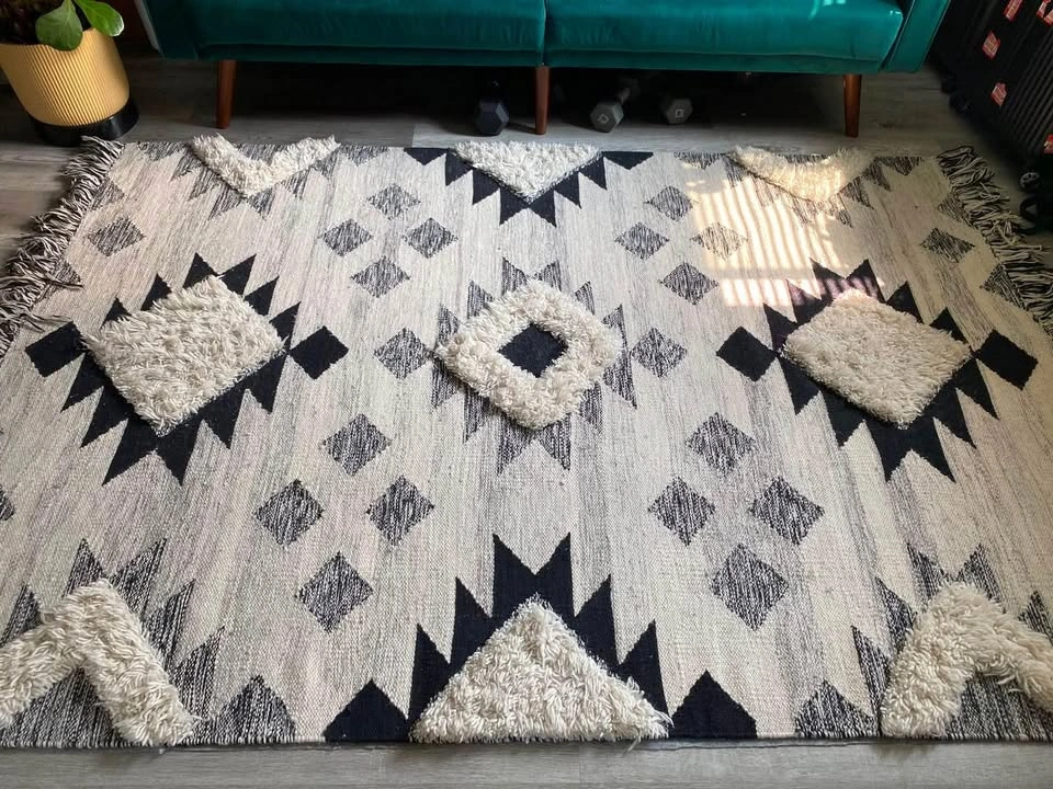 Flat woven hand made wool rug - photo 3