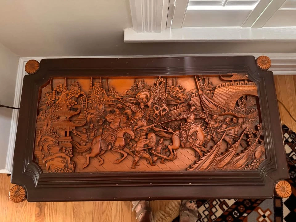 Vintage Chinese hand-carved camphor wood chest - photo 2