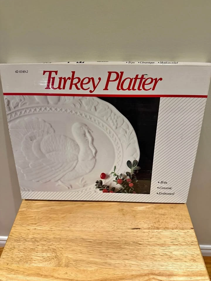 18-inch Ceramic Embossed Turkey Platter New