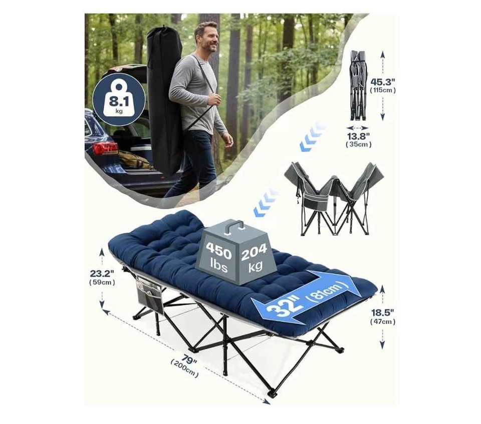 Sportneer Camping Cot XL, 32" Extra Wide Folding Cot - photo 2