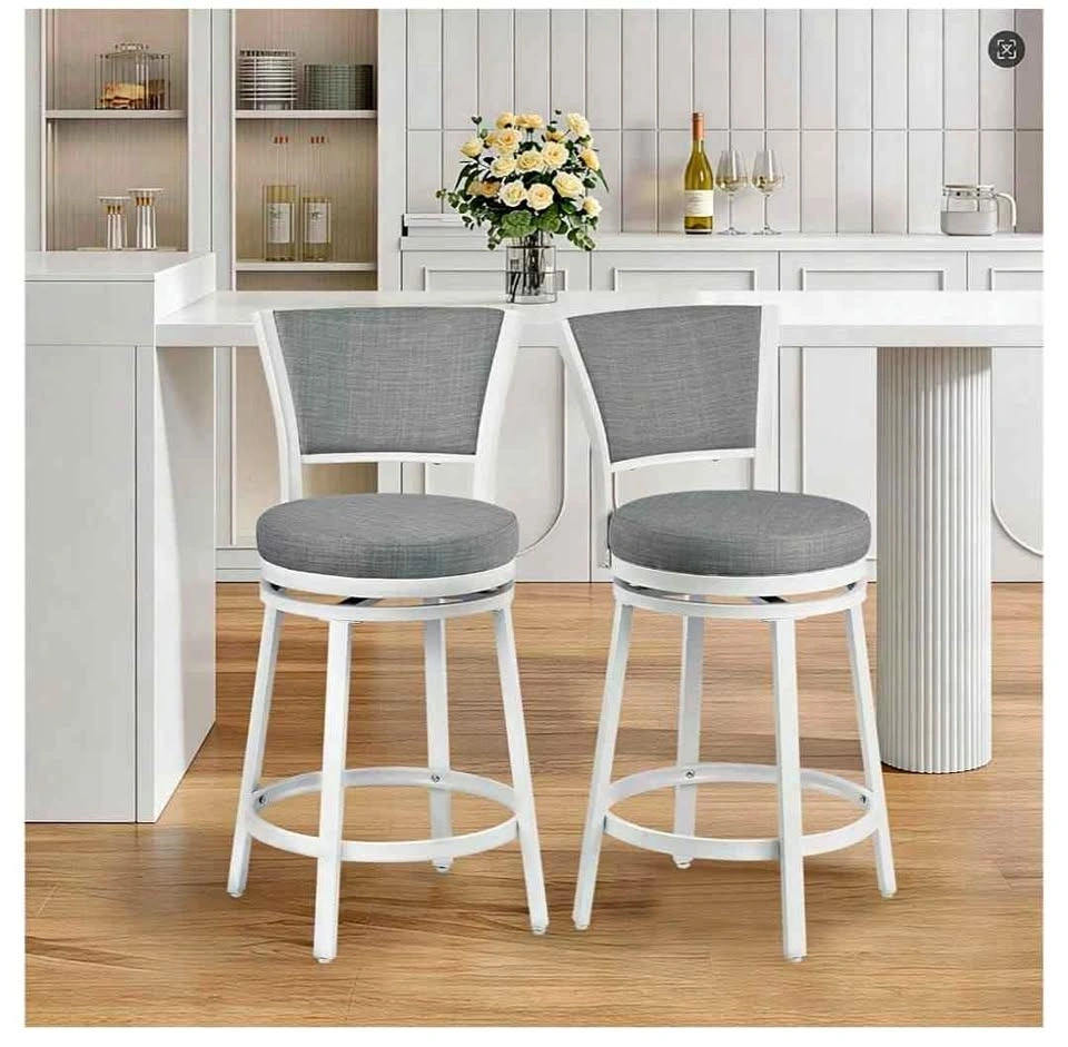 Brand new 25" Linen Swivel Counter Height Bar Stools - Set of 2