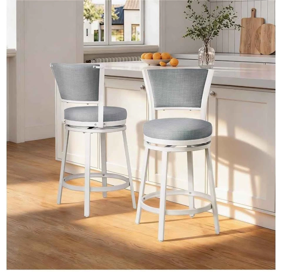 Brand new 25" Linen Swivel Counter Height Bar Stools - Set of 2 - photo 3