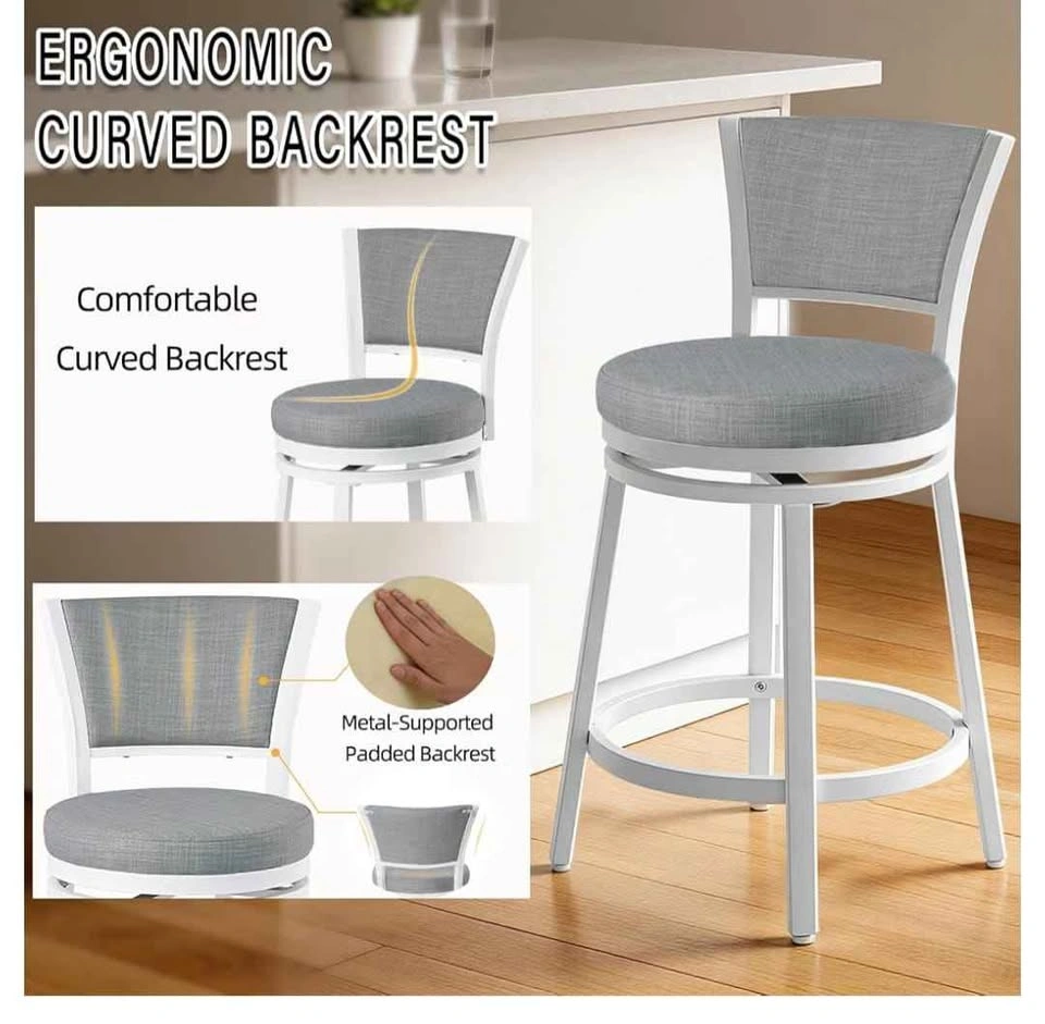 Brand new 25" Linen Swivel Counter Height Bar Stools - Set of 2 - photo 4