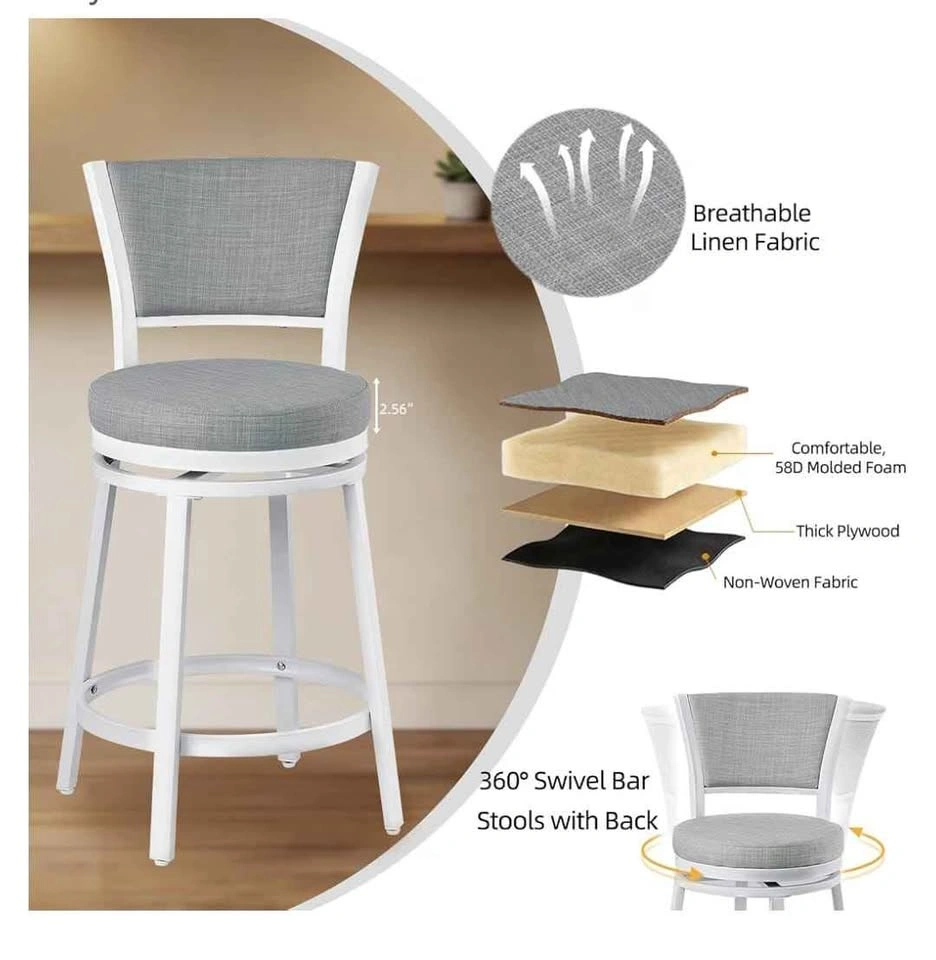 Brand new 25" Linen Swivel Counter Height Bar Stools - Set of 2 - photo 5
