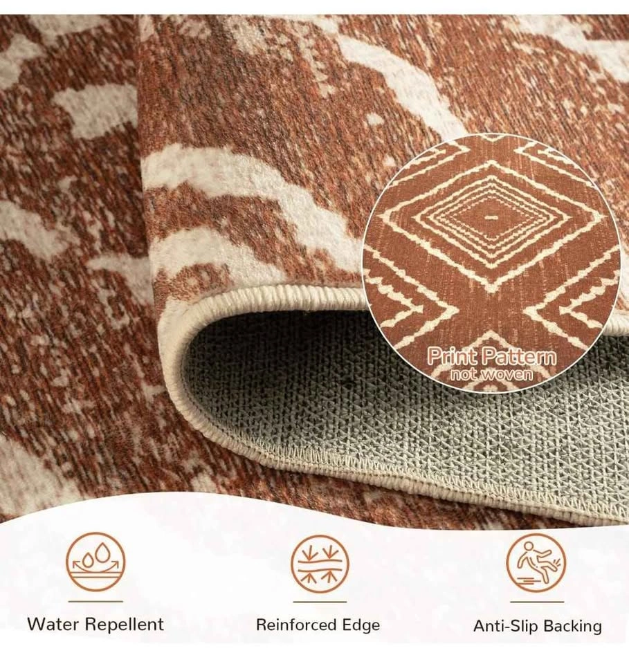 Terracotta Geometric Tribal Print Area Rug - photo 3