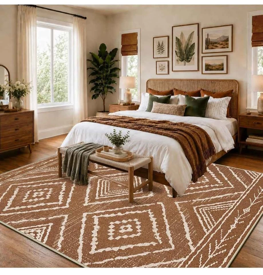 Terracotta Geometric Tribal Print Area Rug - photo 4