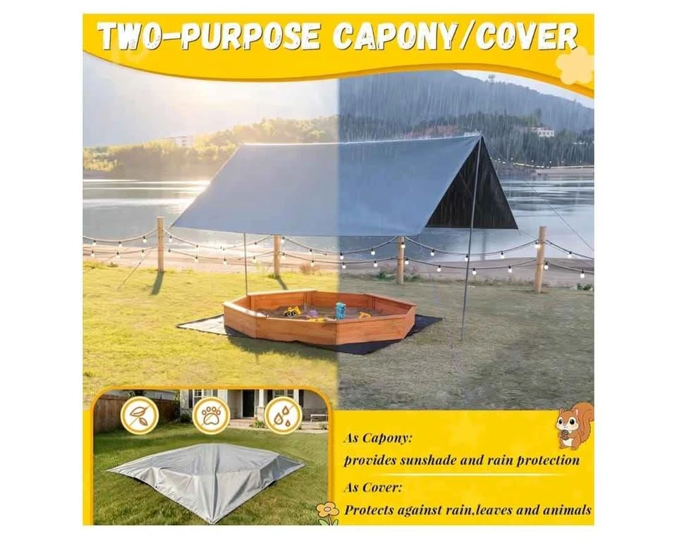 Octagonal Wooden Sandbox with Canopy and 4 Benches - photo 4