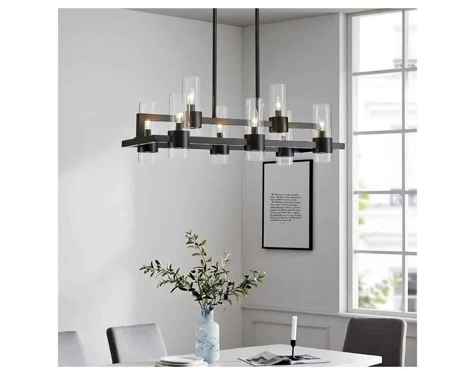 WUZUPS 8-Light Industrial Rectangle Island Chandelier