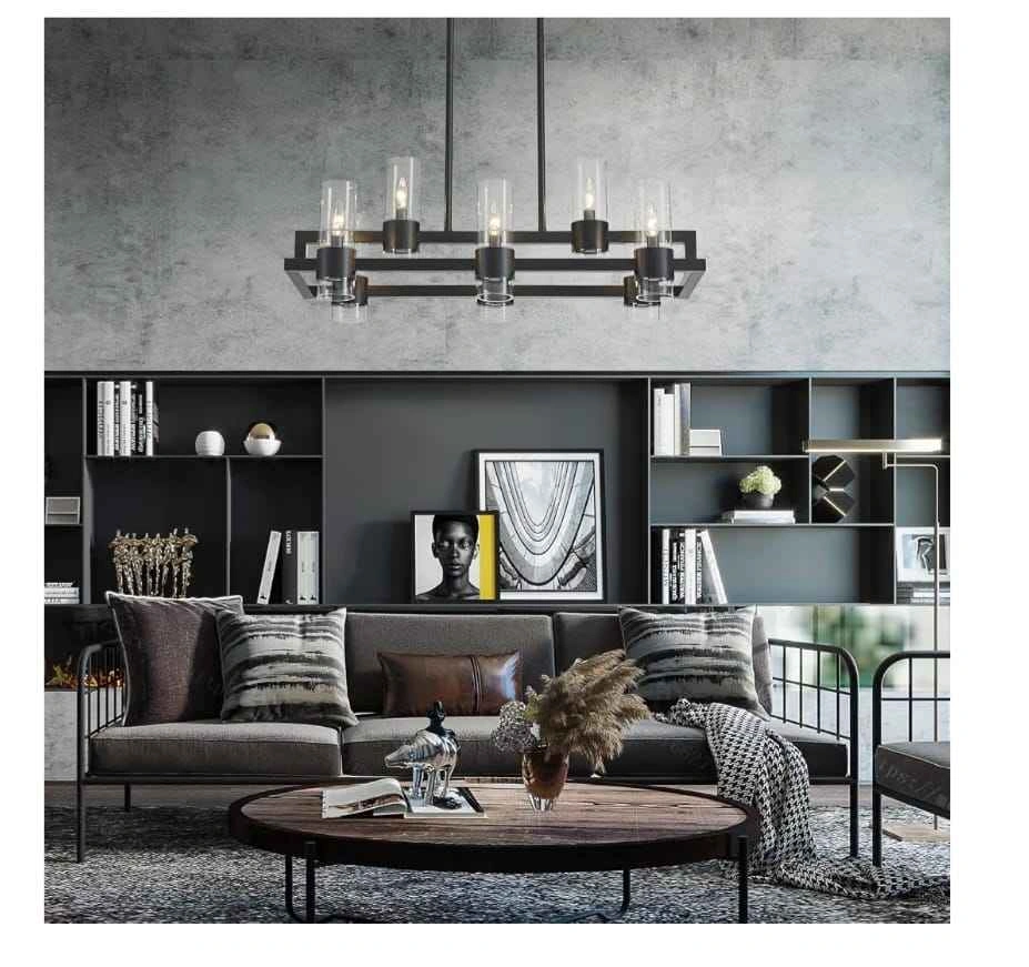 WUZUPS 8-Light Industrial Rectangle Island Chandelier - photo 2