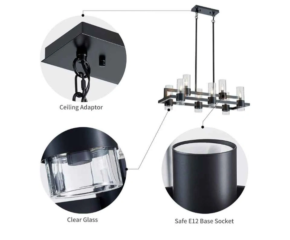 WUZUPS 8-Light Industrial Rectangle Island Chandelier - photo 4