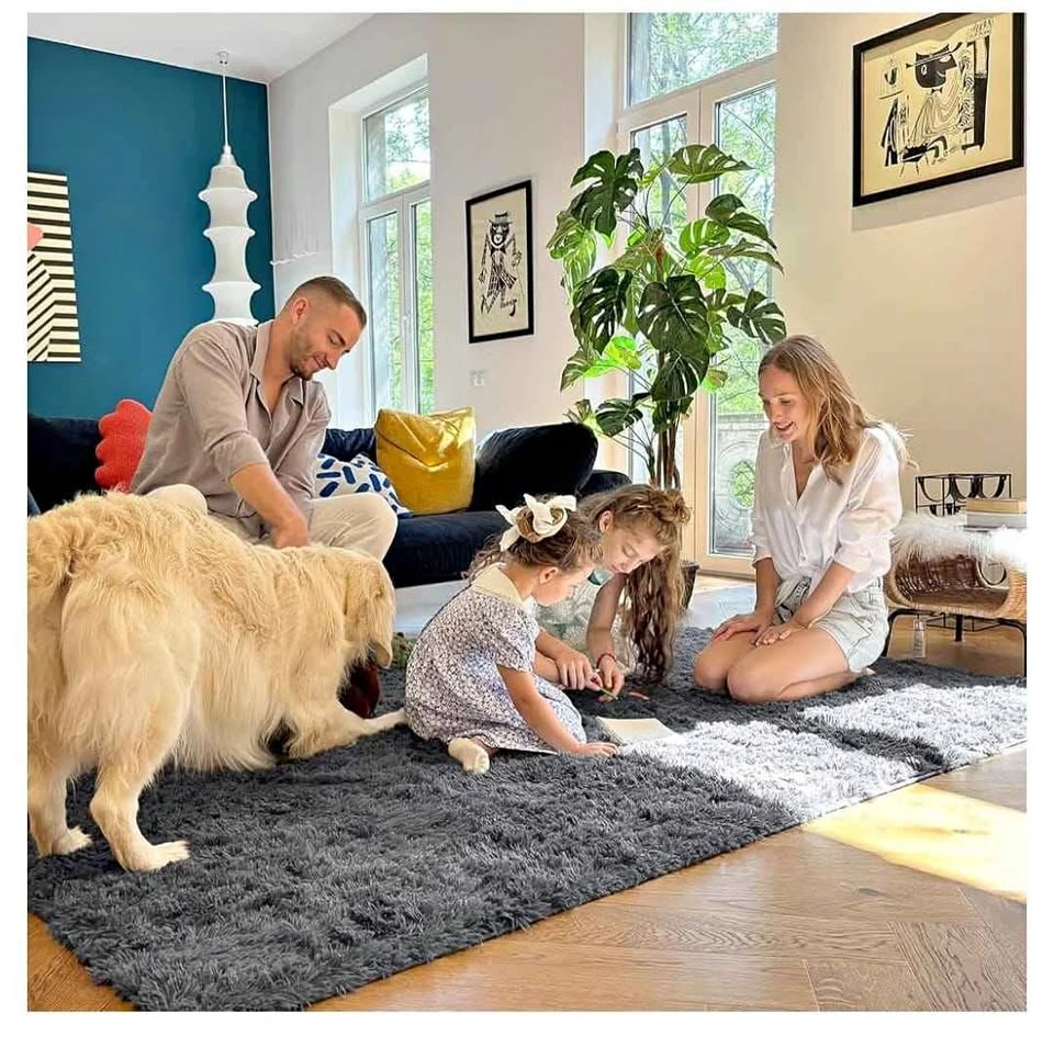 Brand new 9x12 Fluffy Grey Rug – Washable & Non-Slip