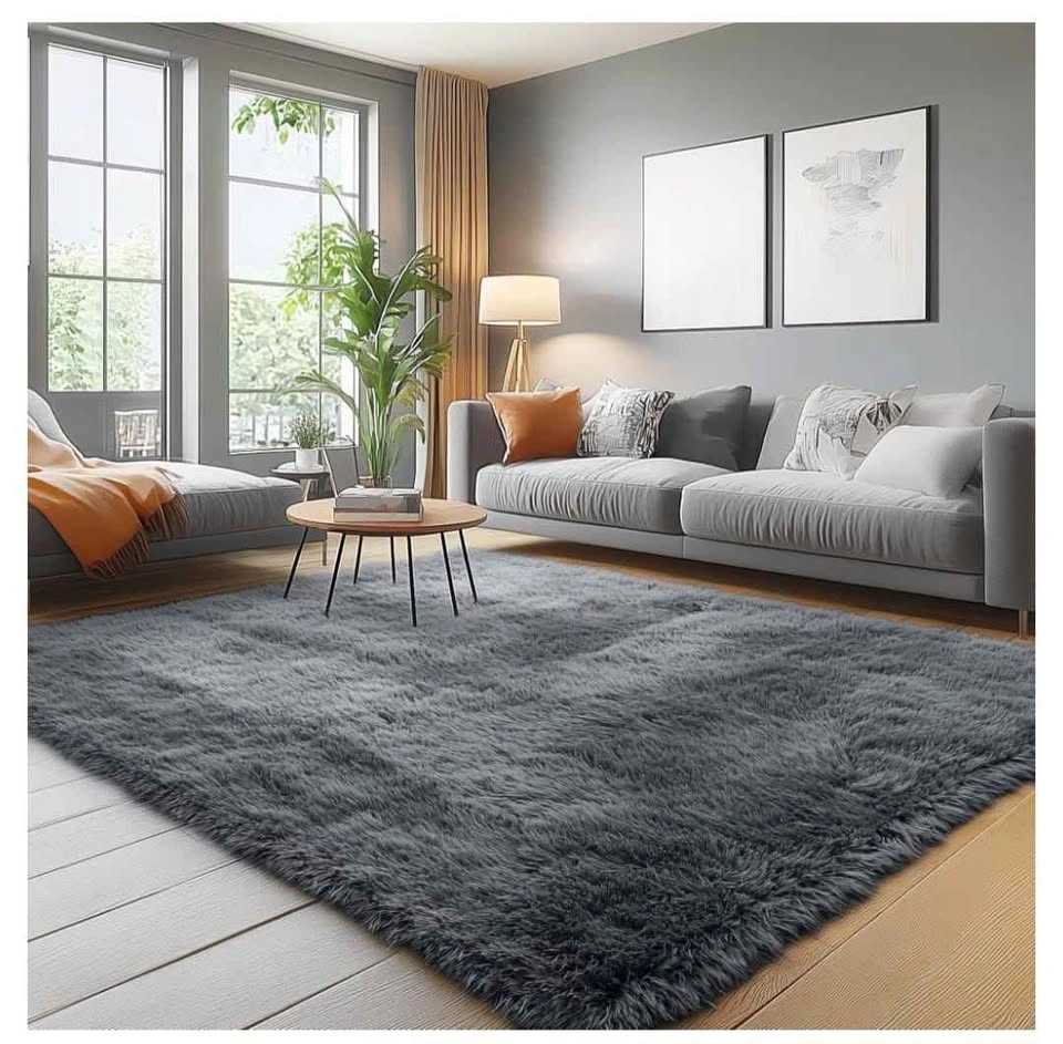 Brand new 9x12 Fluffy Grey Rug – Washable & Non-Slip - photo 4